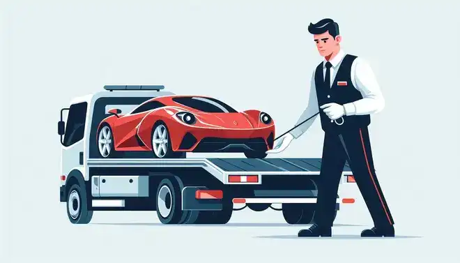 Luxury and sports car towing service in Al Khobar using flatbed towing