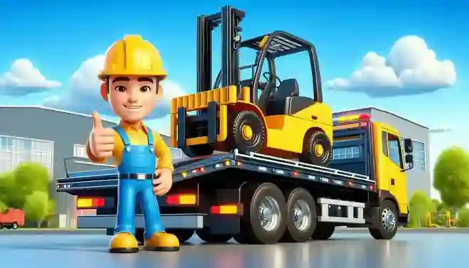 Forklift towing service in Al Khobar using hydraulic flatbed